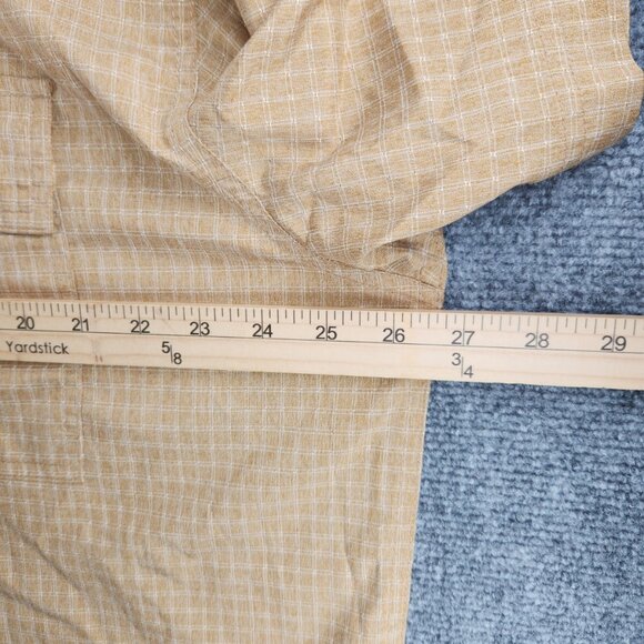Prana Short Sleeve Gold Check Button Up Shirt Men Hiking 2XL Pockets Woven - Picture 12 of 16